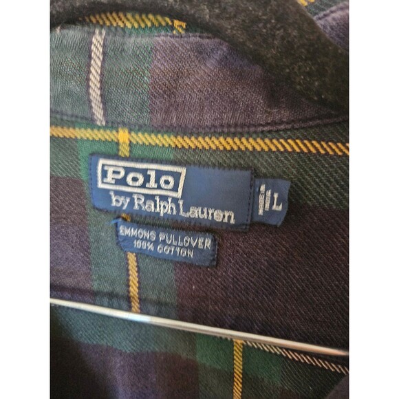 Polo Ralph Lauren Simmons Pullover tunic shirt tartan plaid blue green L vintage - Picture 3 of 5